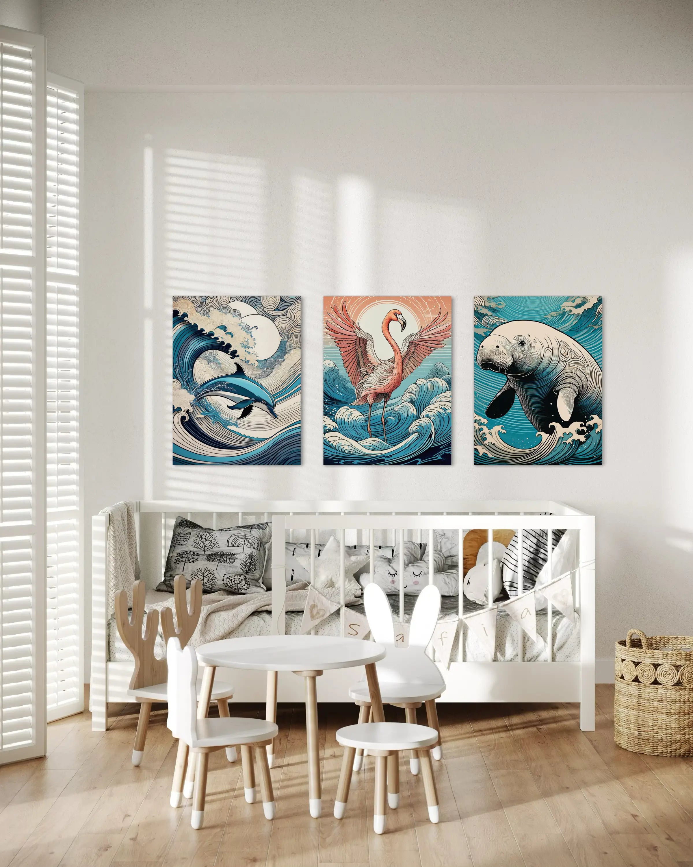 Coastal Kids' Room Decor Ideas with Hokusai-Inspired Art