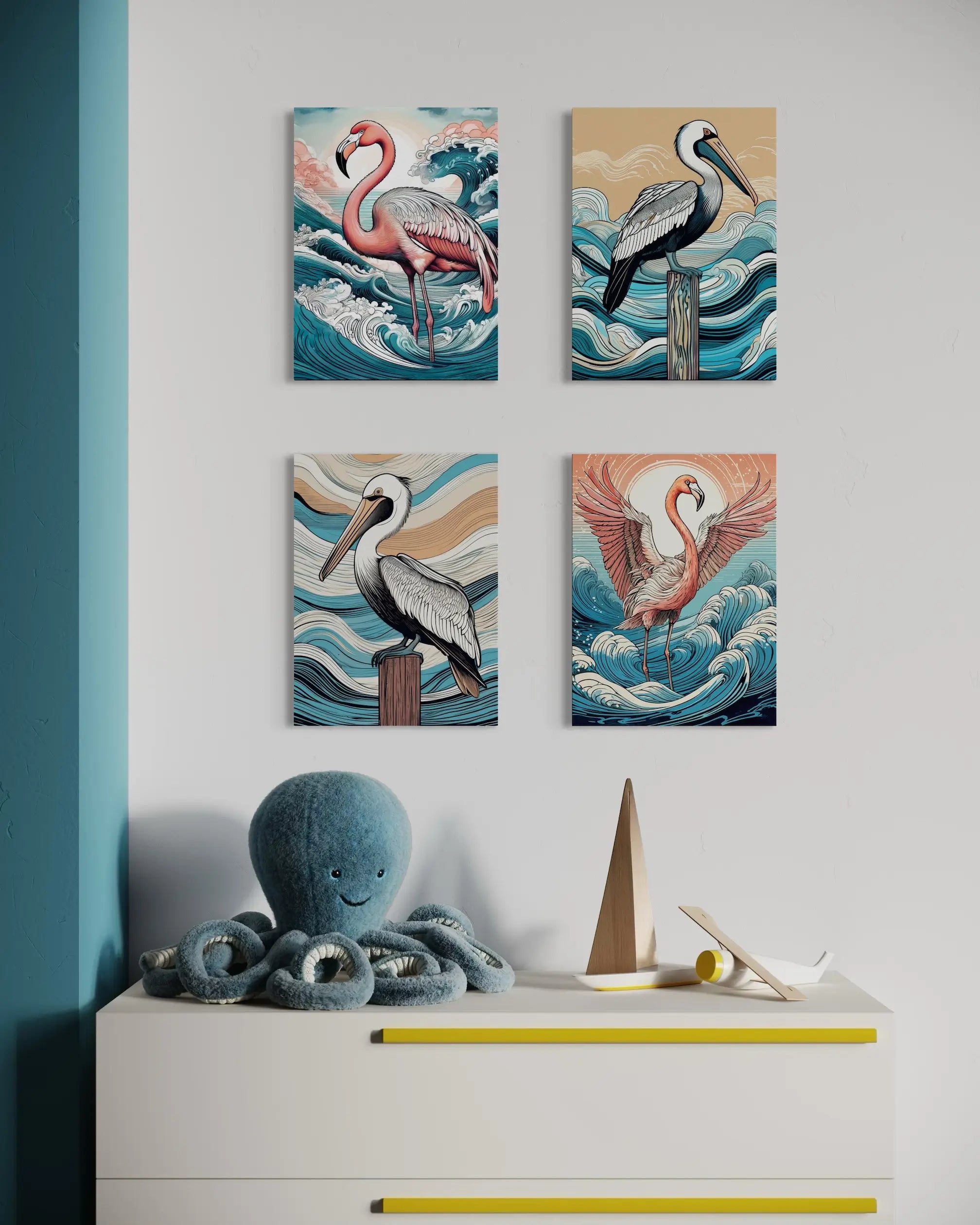 Create Your Own Coastal Bird Art Set – 4 Medium Prints