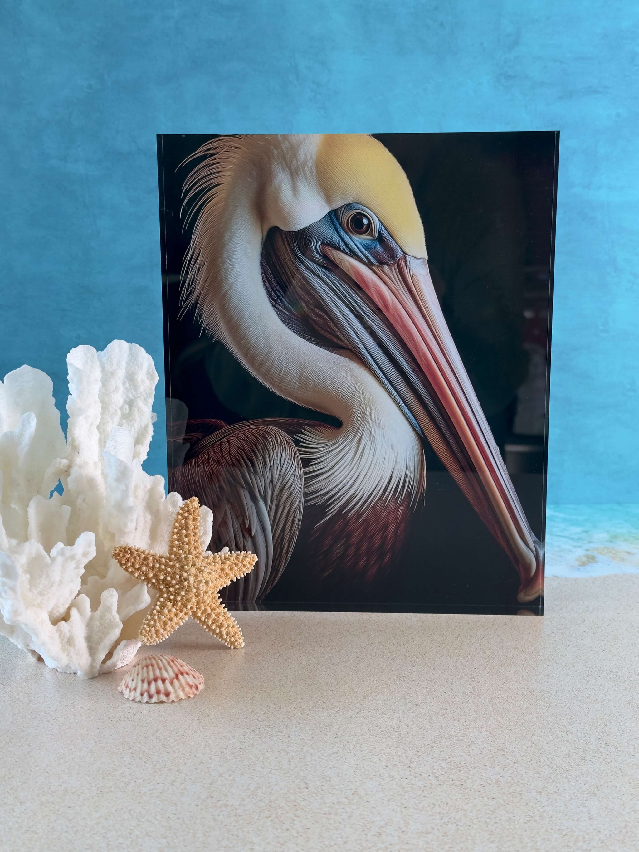 Echoes of the Sea Coastal brown pelican acrylic block print
