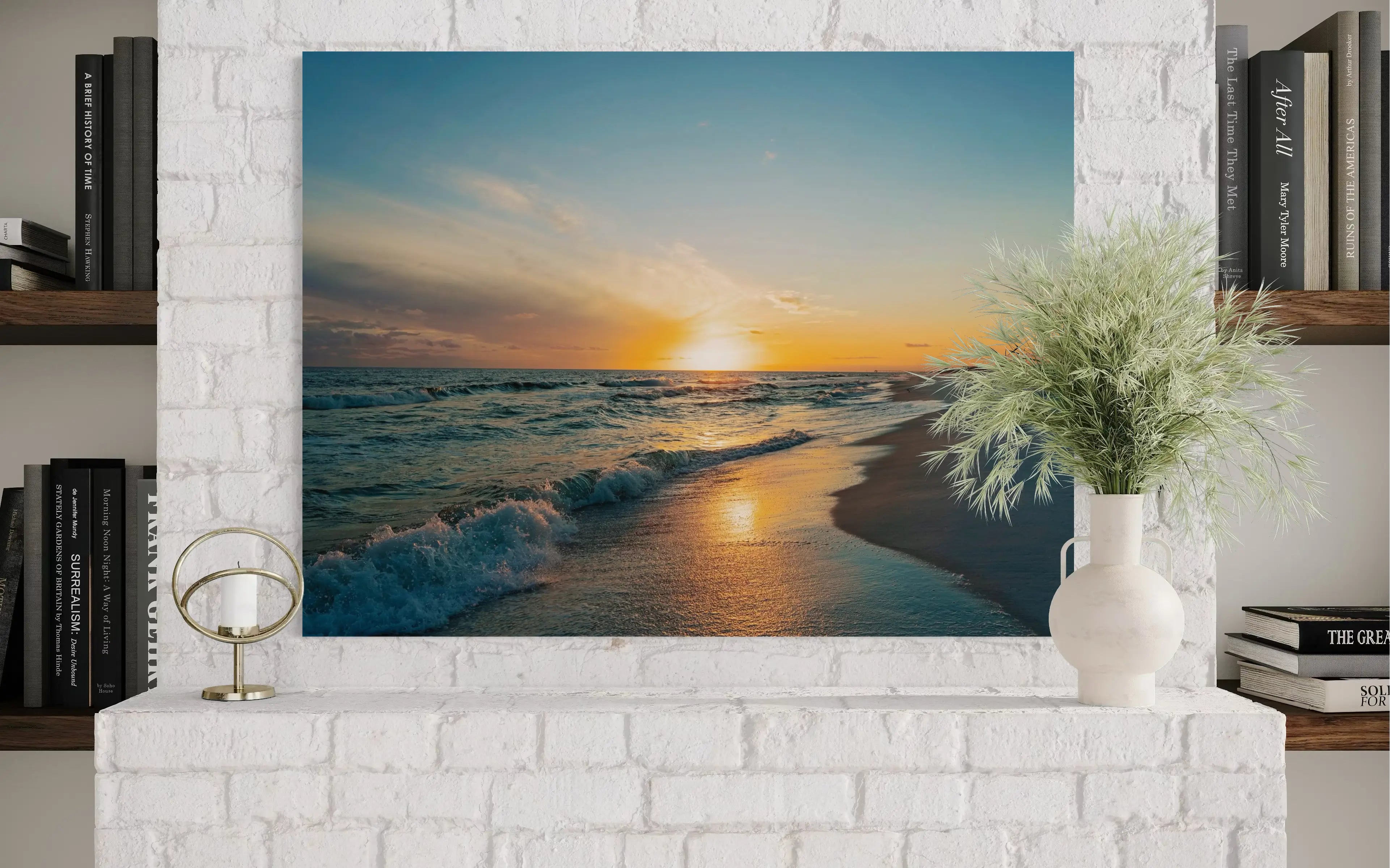 Coastal Sunset on Princess Beach glass print for coastal wall art
