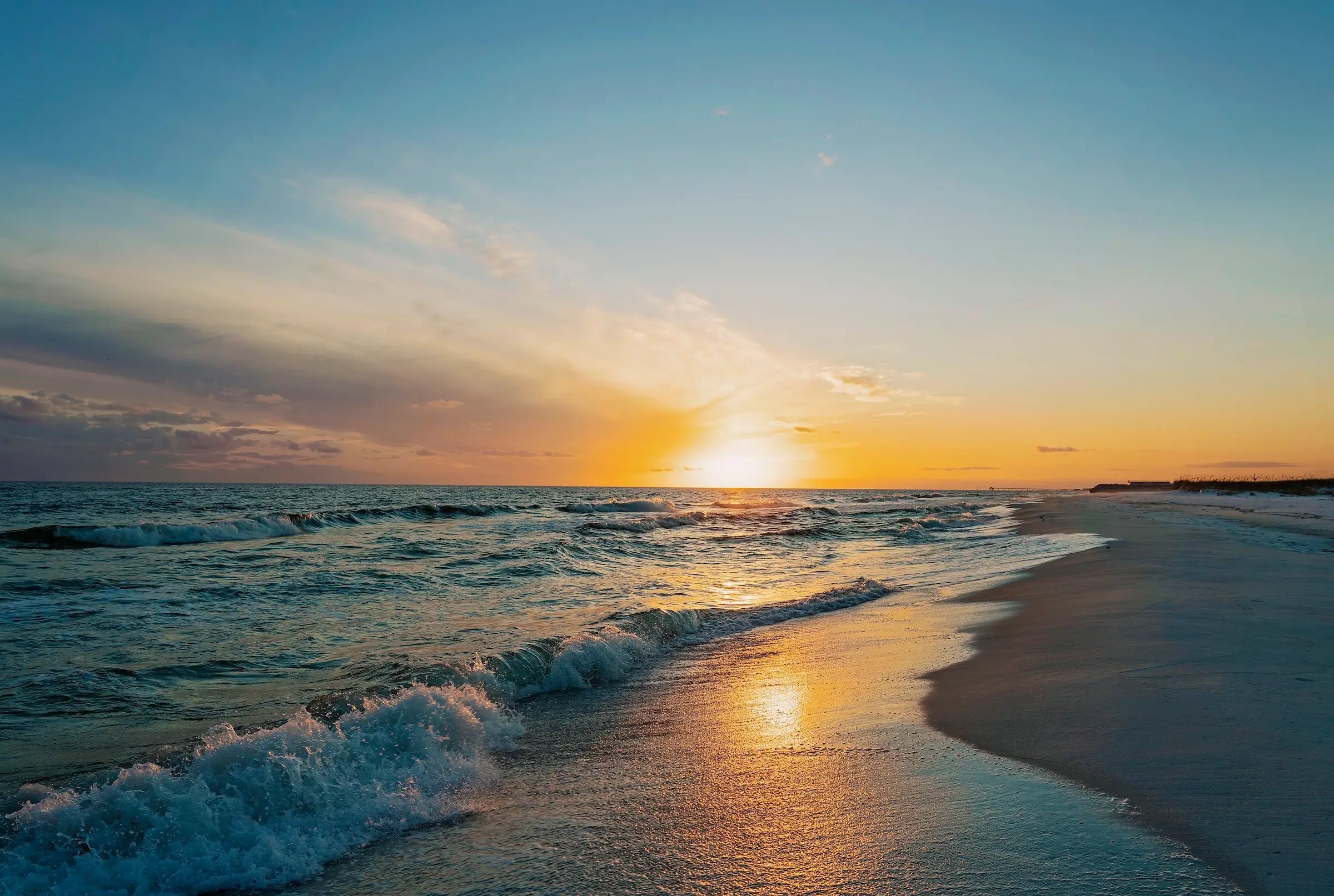 Coastal Sunset on Princess Beach glass print