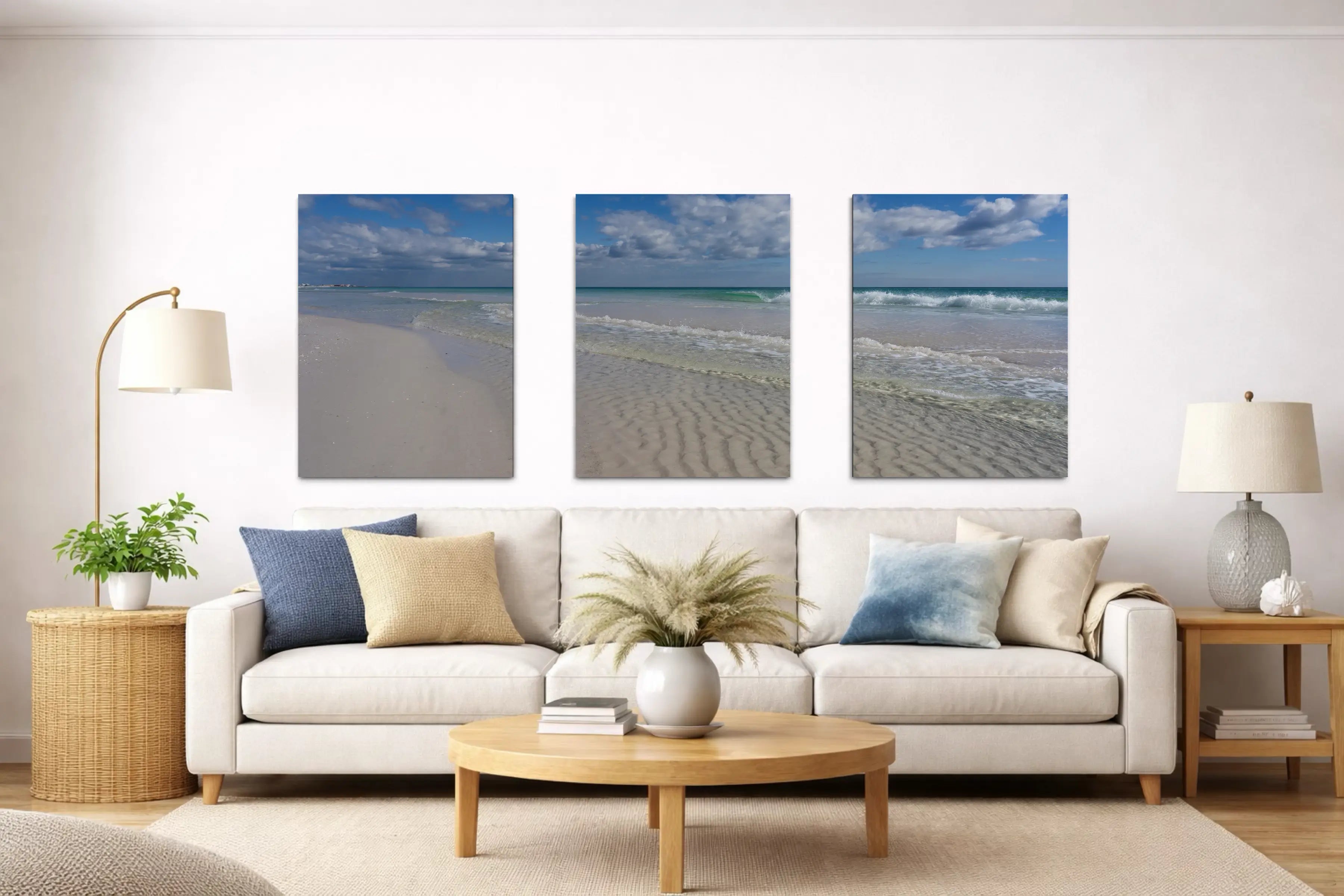 Crystal Clear Beach Triptych Glass Print - Gulf Coast