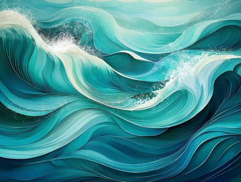 Abstract Emerald Swirl Waves Coastal Glass Print by Echoes of the Sea