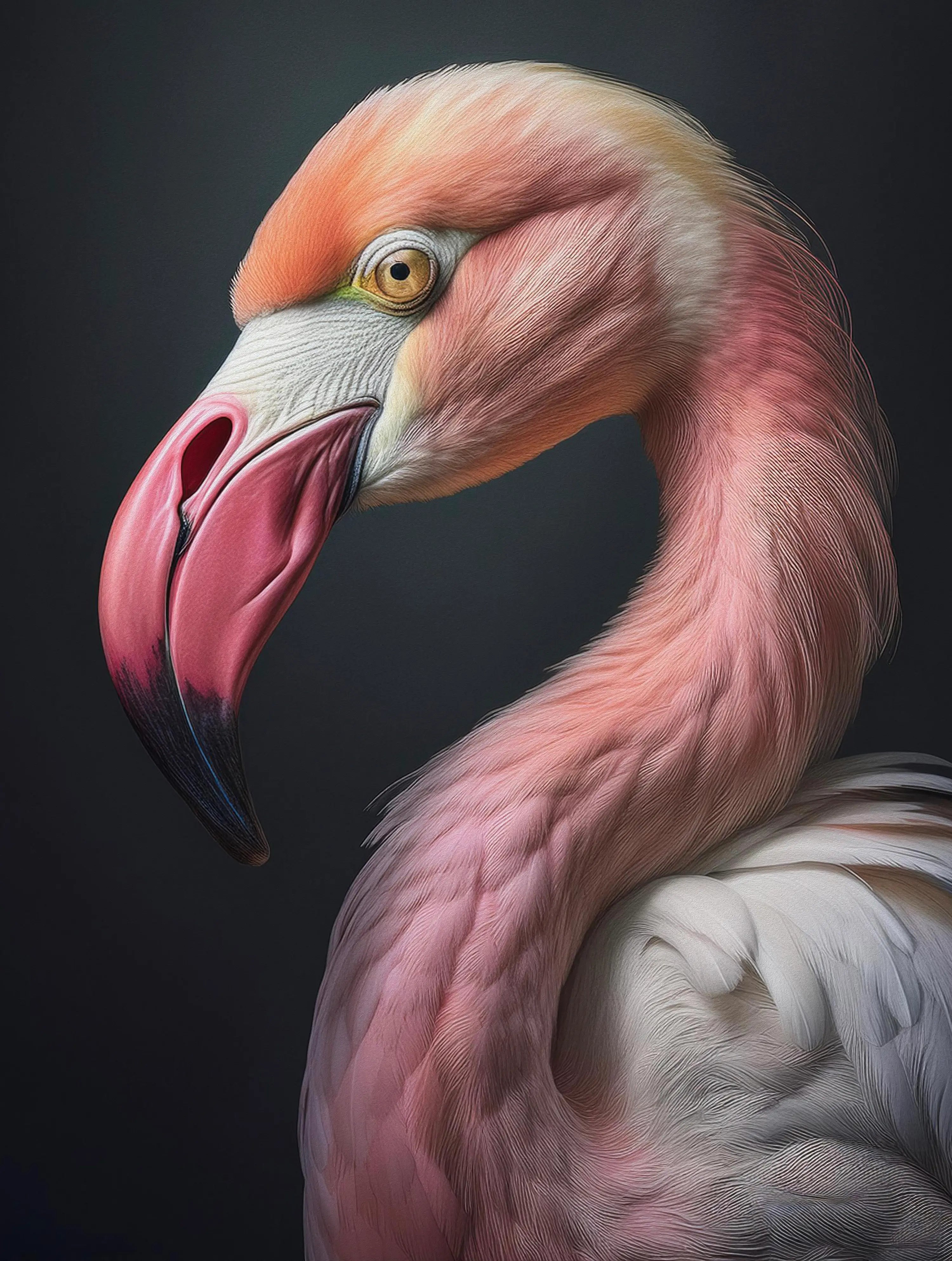 “Flamingo Elegance glass print – exclusive flamingo art with tropical light and soft pinks and coral tones.