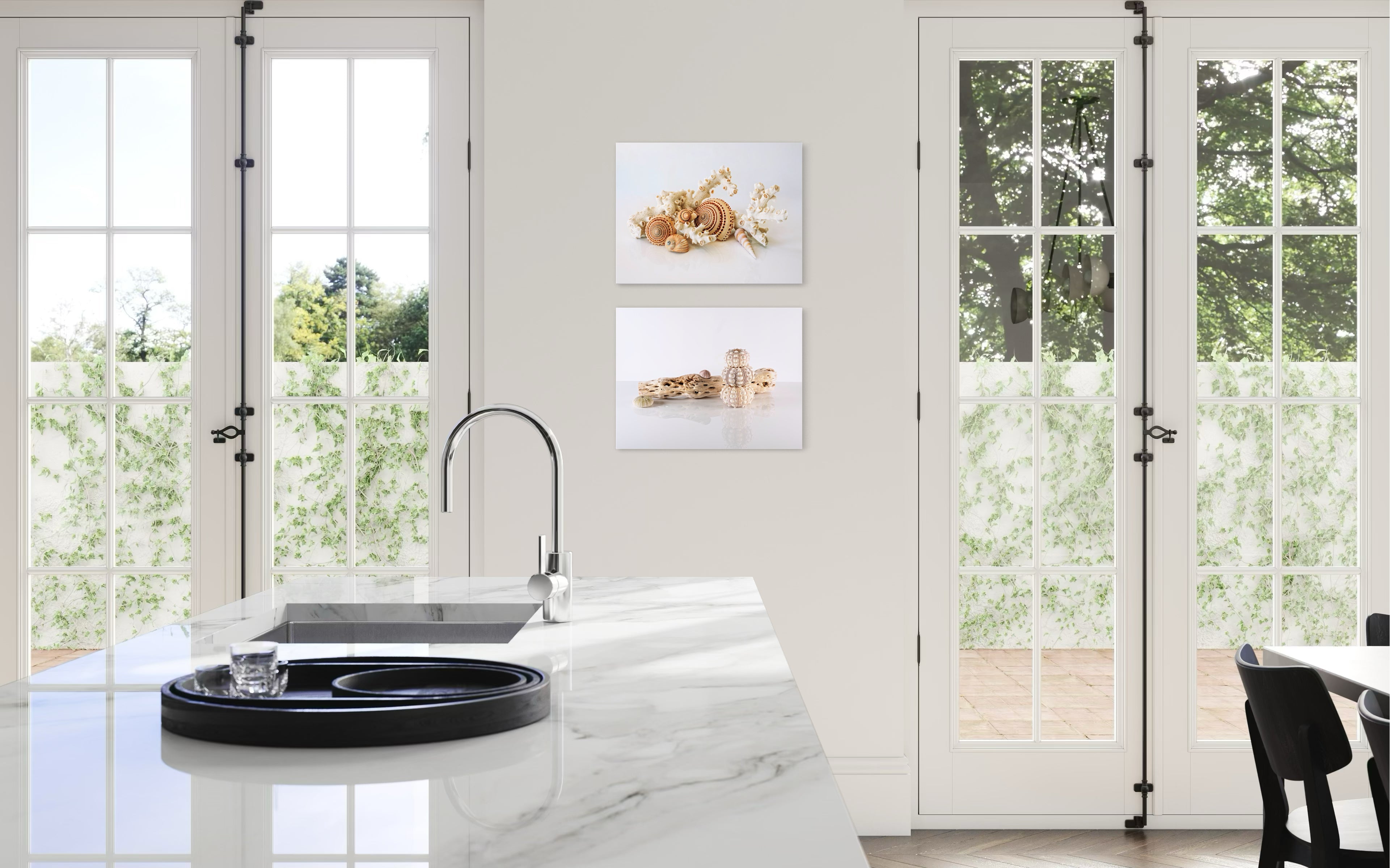 Cholla Driftwood and Sea Urchins Coastal Glass Print by Echoes of the Sea with another print