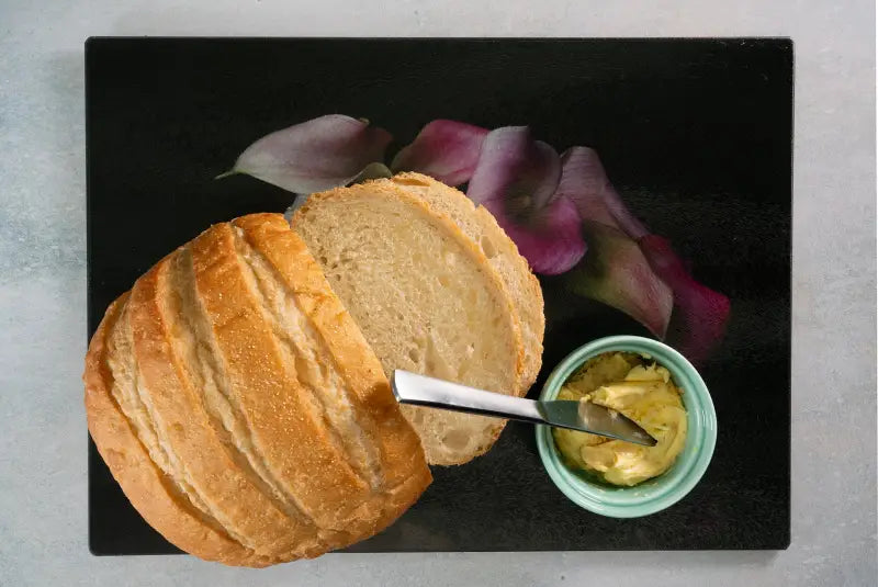 Pink Lily & Spiral Shell Glass Charcuterie Board Coastal Decor_in use