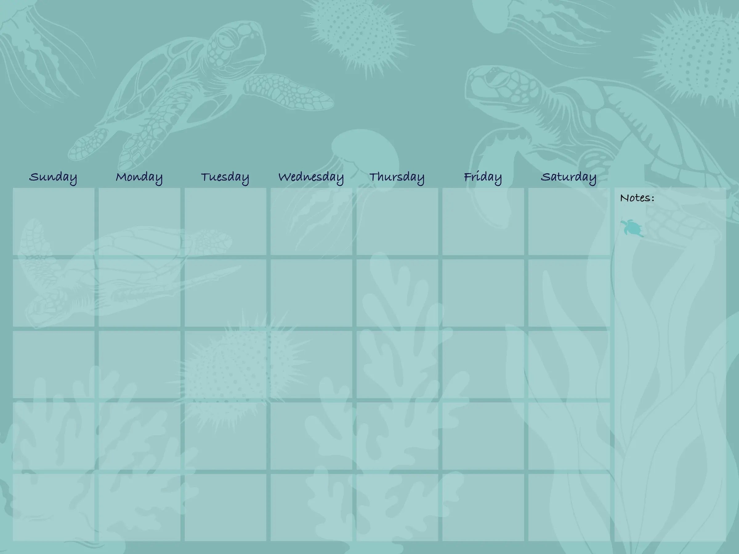 Sealife Art Perpetual Glass Calendar