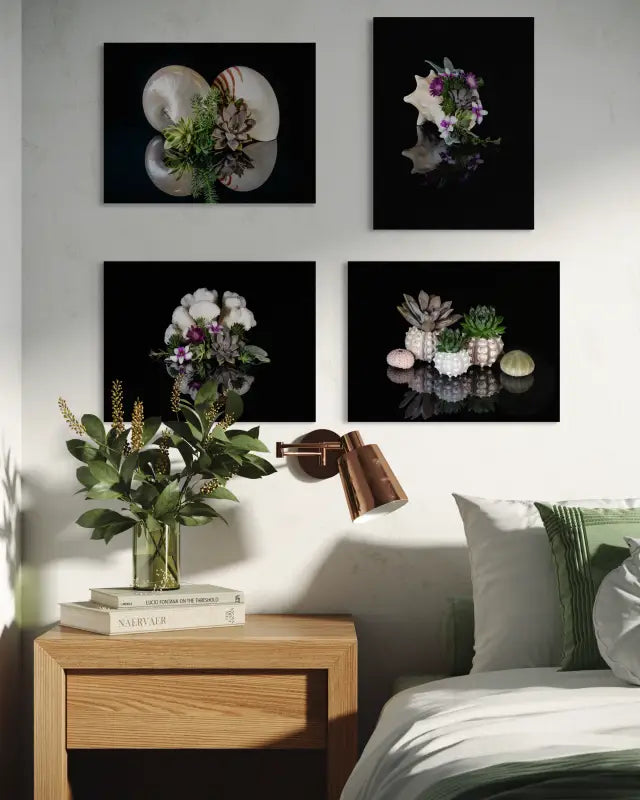 Serene Coastal Elegance Glass Art - Shell Prints