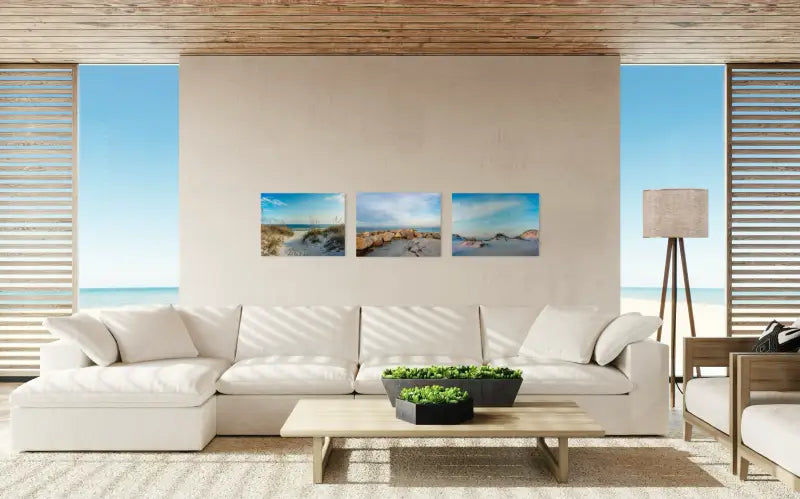 St. Pete's beach with turquoise waves, Echoes of the Sea glass art-living room gallery