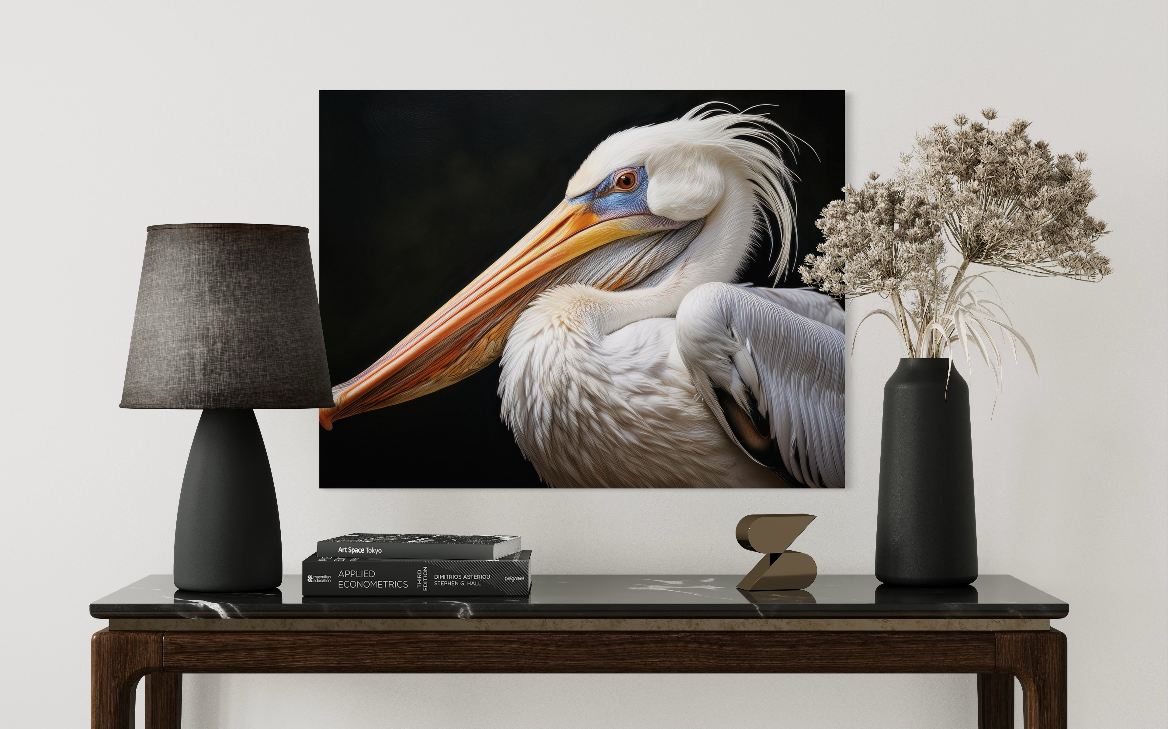 White Pelican Coastal Glass Print by Echoes of the Sea-coastal wall decor