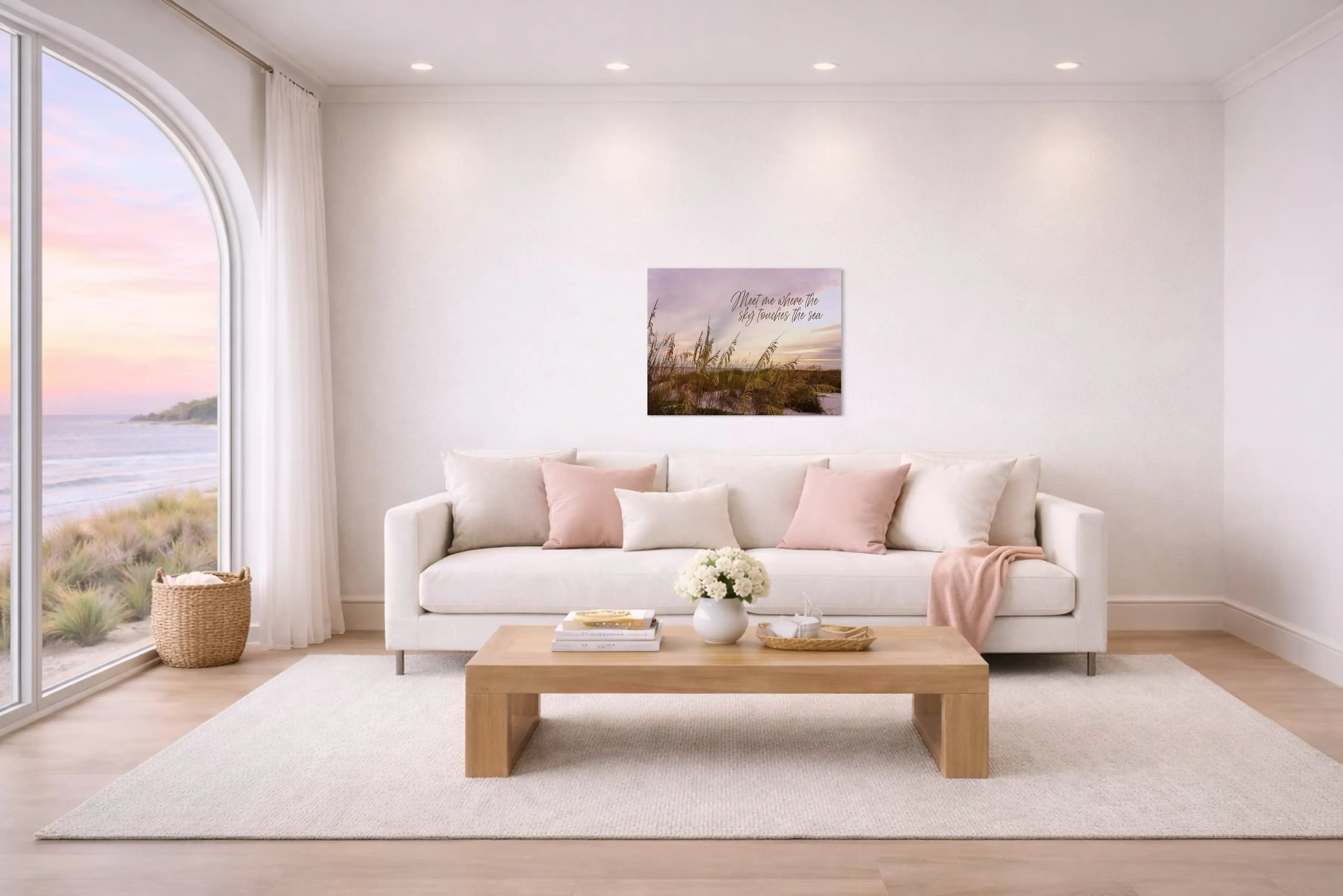 Seashell pink coastal color palette featuring blush shell tones, coral hues, and warm sand neutrals inspired by shells found along the shoreline.