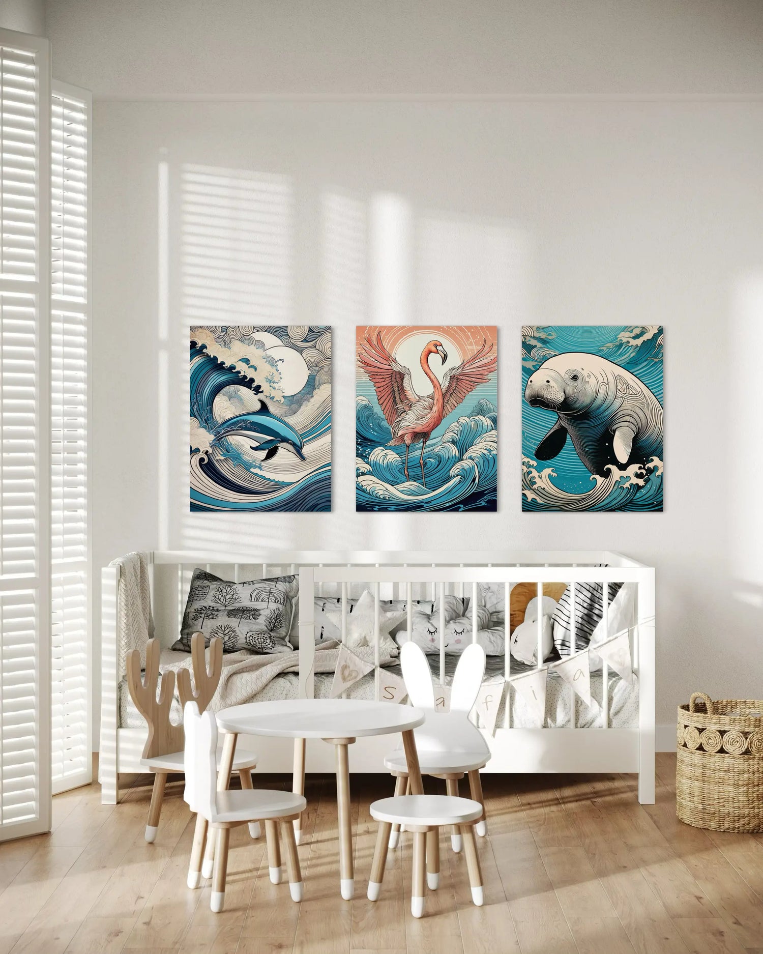 Coastal Kids' Room Decor Ideas with Hokusai-Inspired Art