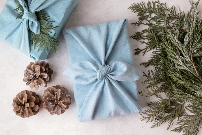 Furoshiki wrapped glass prints for gifting