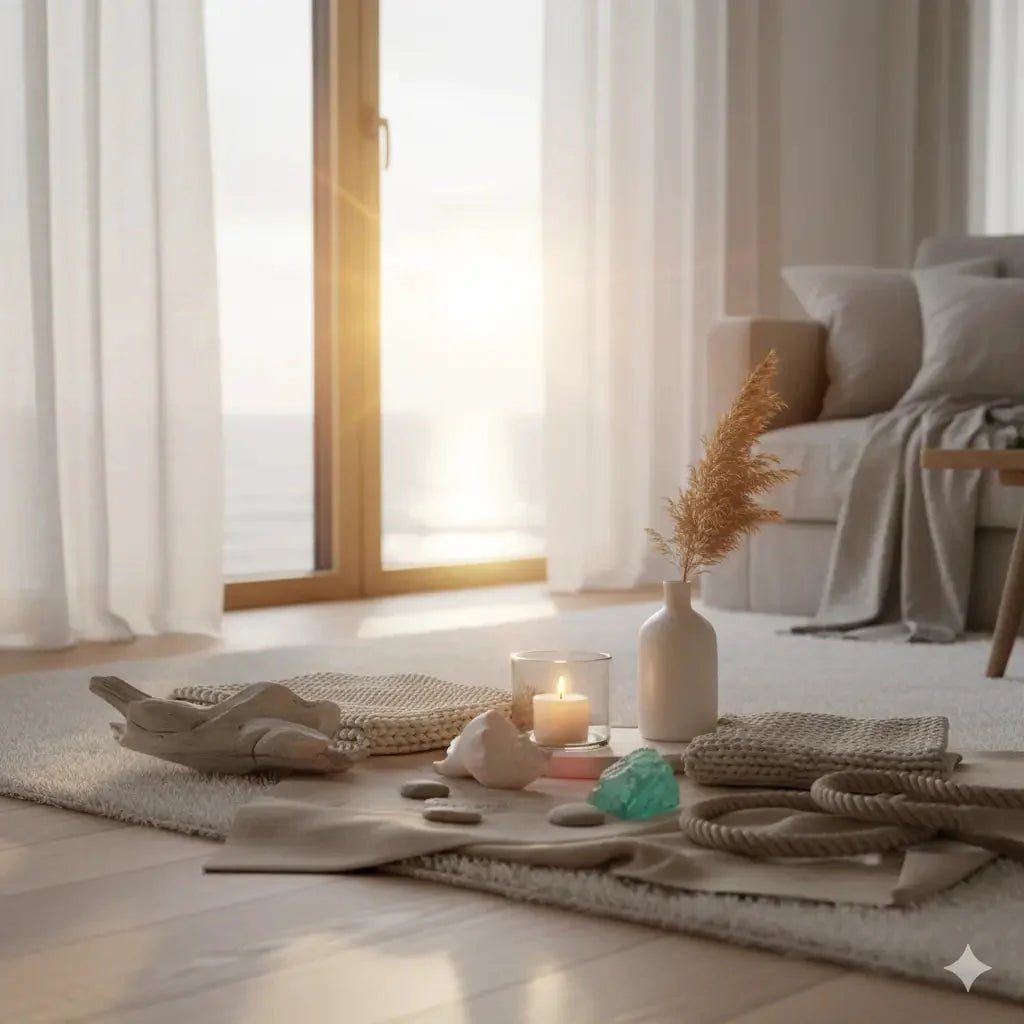 Coastal Hygge materials for a cozy home