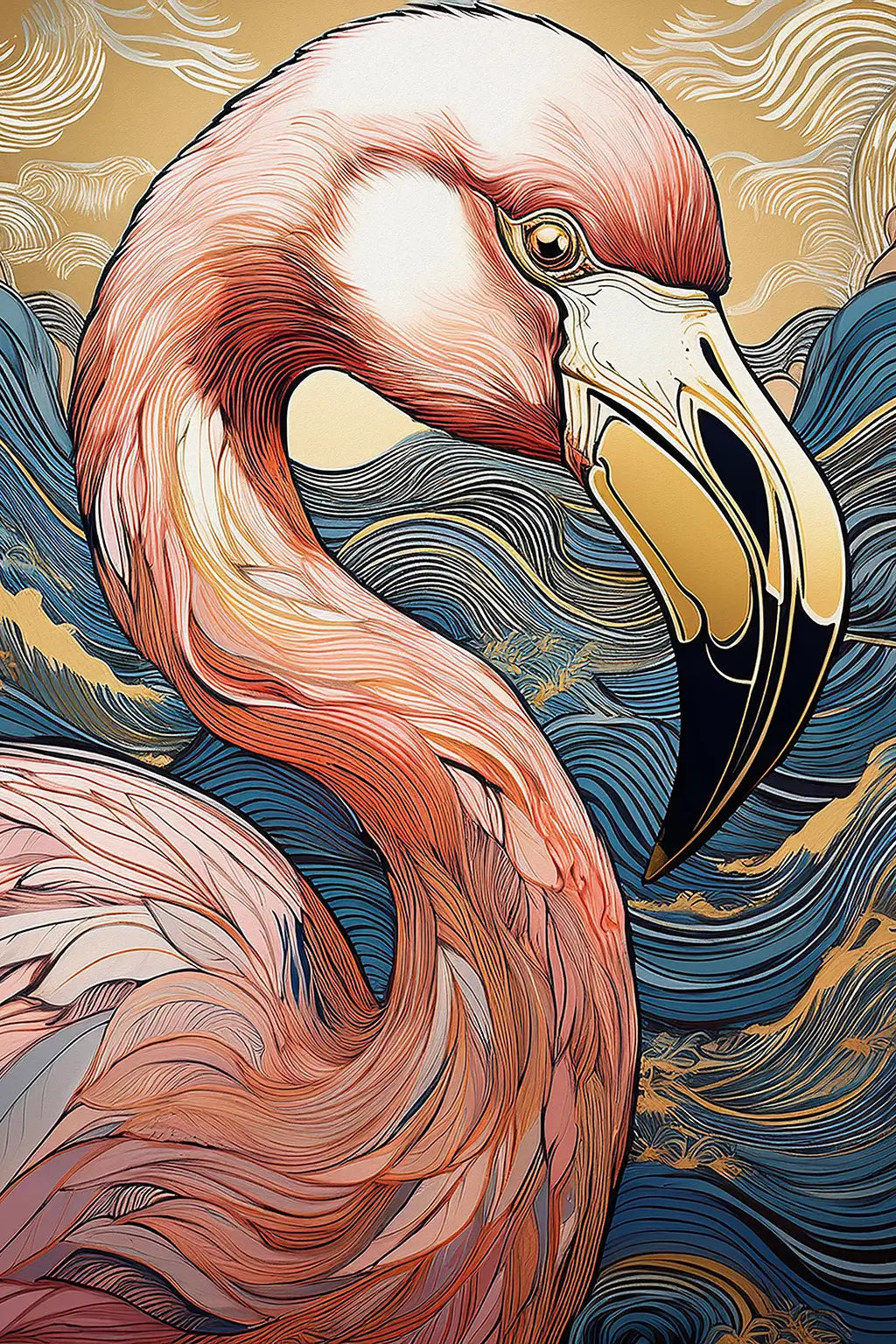 Colorful Flamingo Coastal Fine Art Glass Print