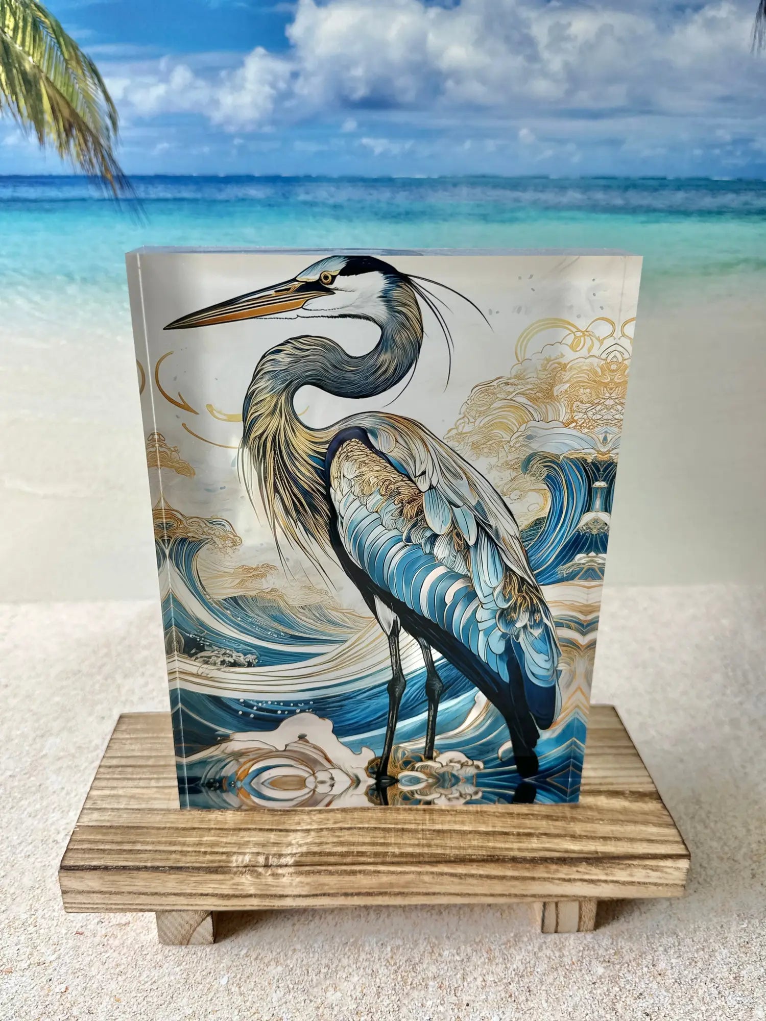 Coastal Serenity: Acrylic Glass Art Blocks - Ocean Life Décor