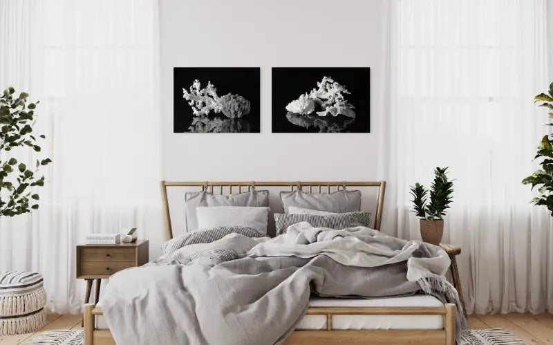 Coral Elegance: Monochrome Glass Print - Shell Prints