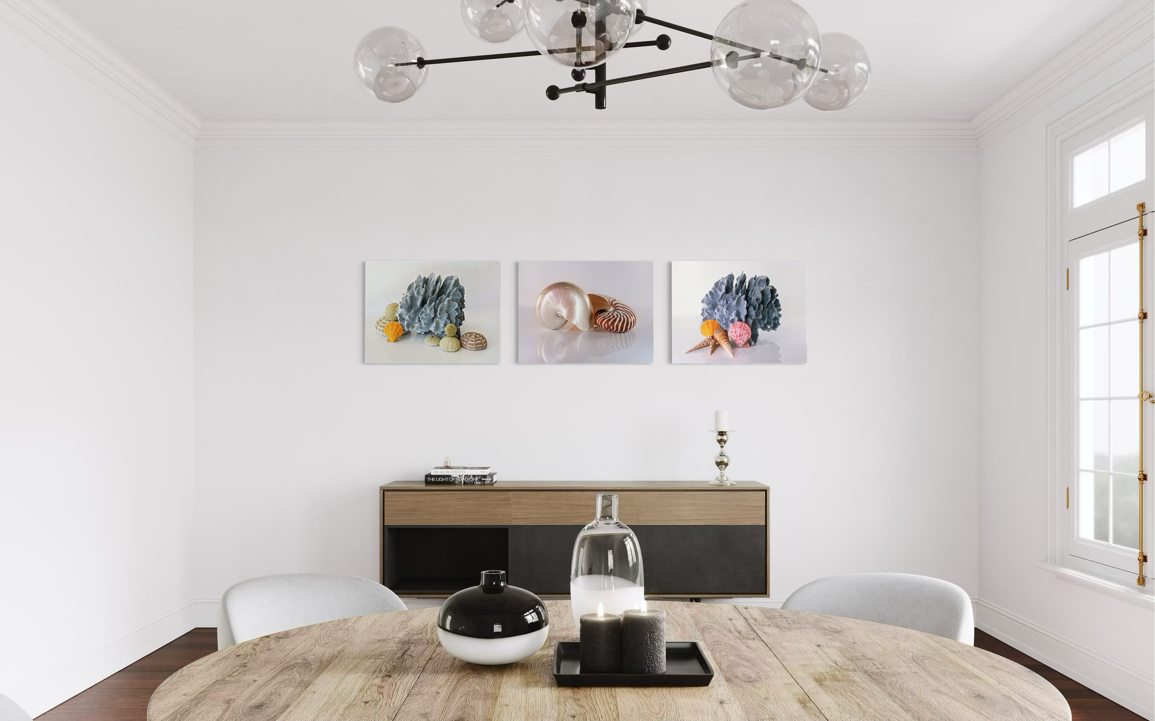 Blue Coral and Sea Urchins Coastal Glass Print by Echoes of the Sea, 3 matching prints