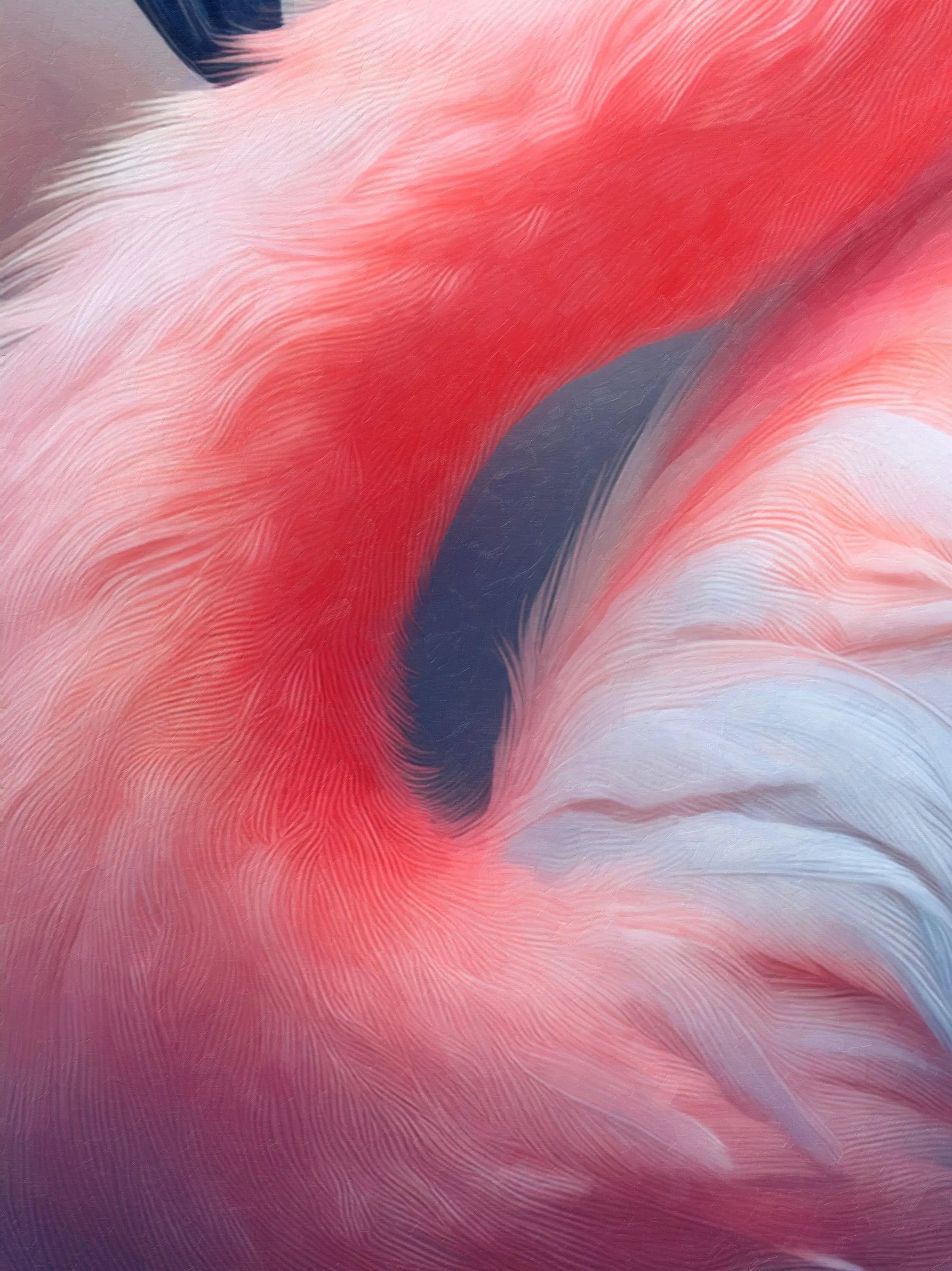 Blush Flamingo Feather Coastal Glass Art – Panel 1, close-up flamingo feather wall art in soft blush and coral tones on frameless glass.