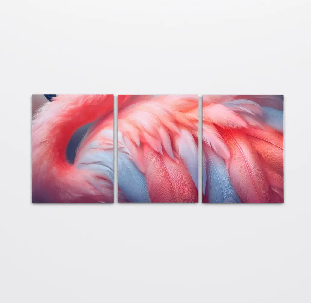 Blush Flamingo Feather Triptych – Coastal Glass Art