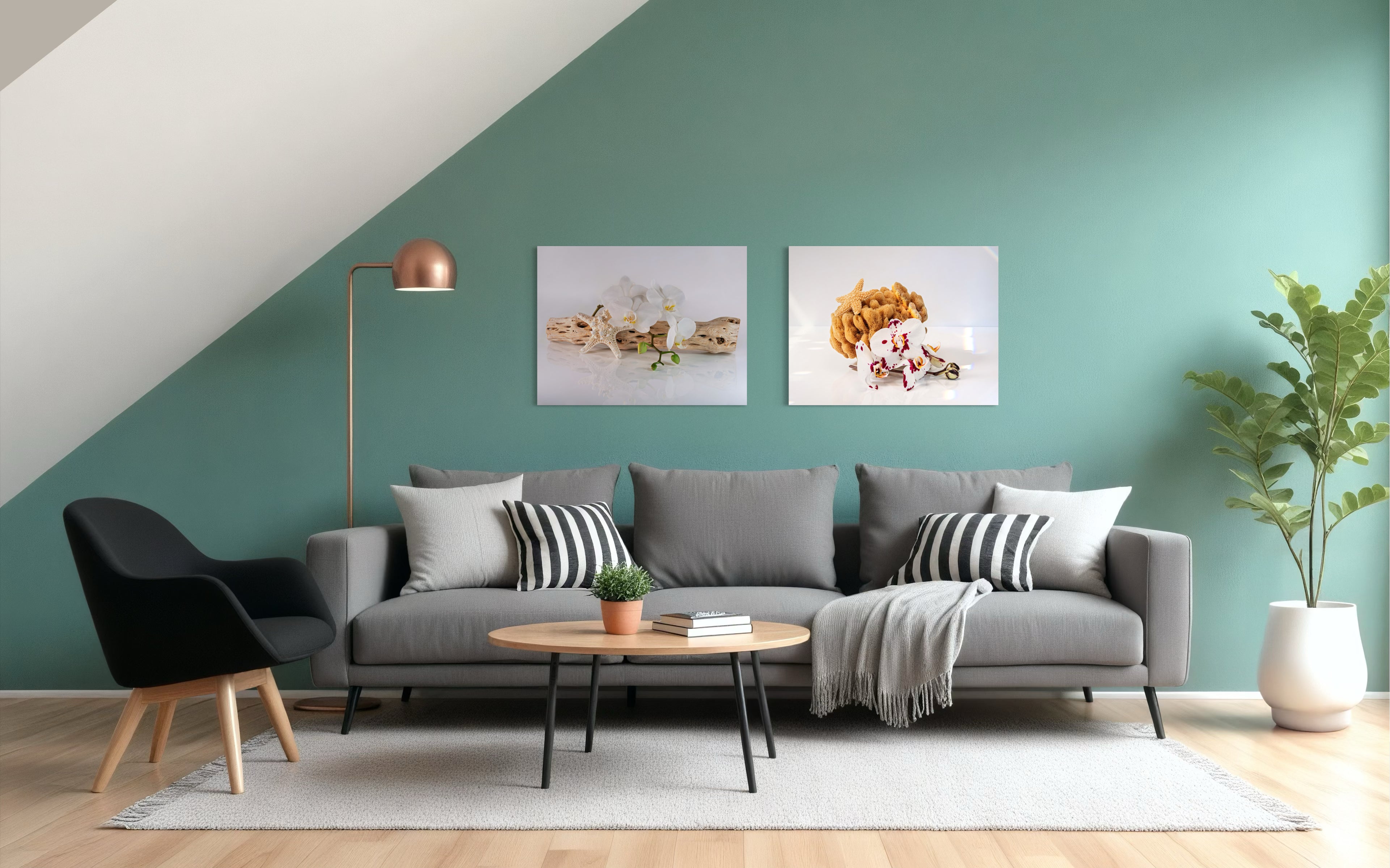 Cholla Driftwood, White Orchids, and Knobby Sea Star Coastal Glass Print,  with another Echoes print