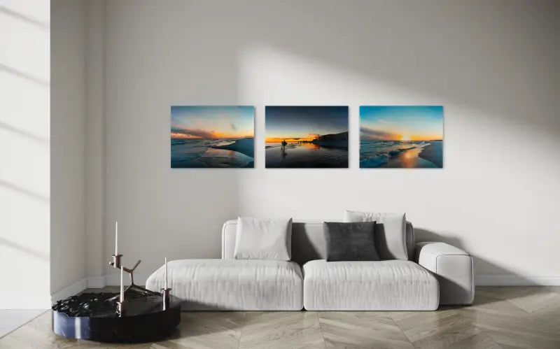 Coastal Serenity Beach Sunset Glass Print for Tranquil Spaces - Scene Printed