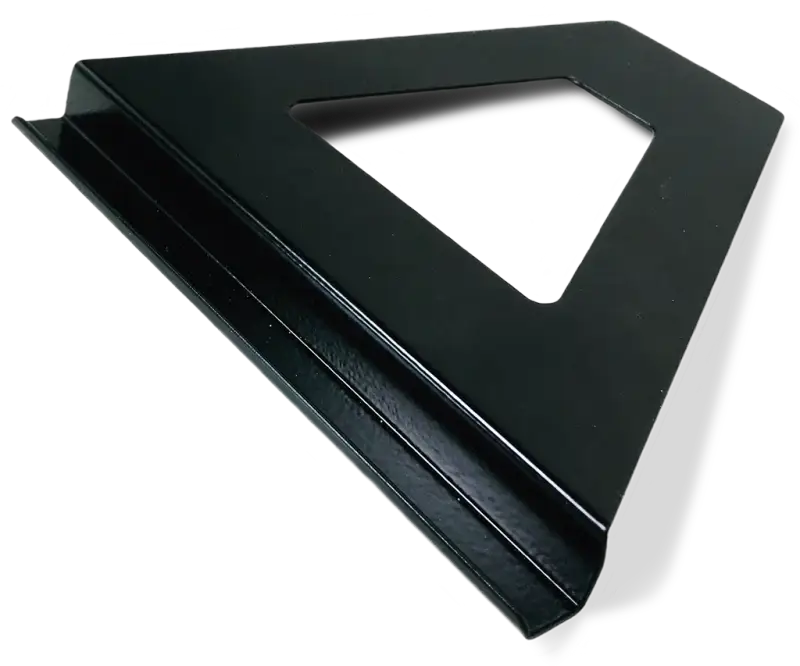 Modern black stand that is included with every Echoes of the Sea mini glass print.
