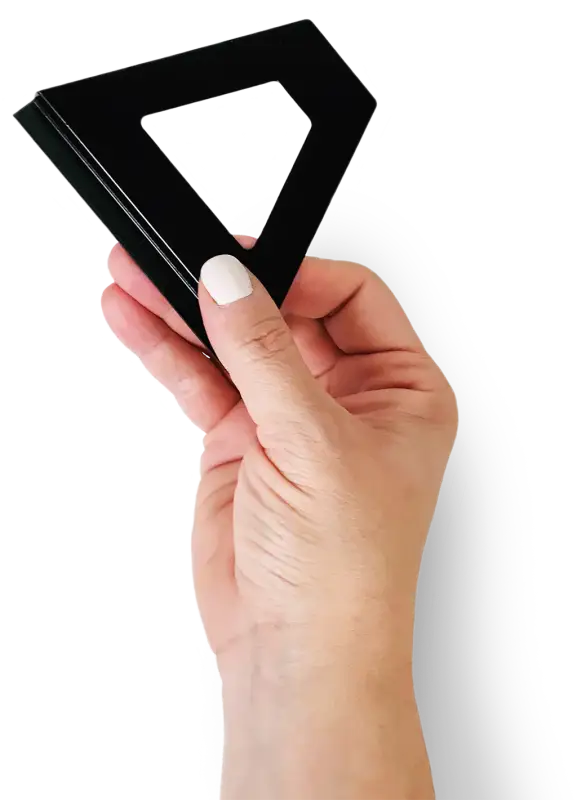 3D view of modern black stand included with Echoes of the Sea minis.