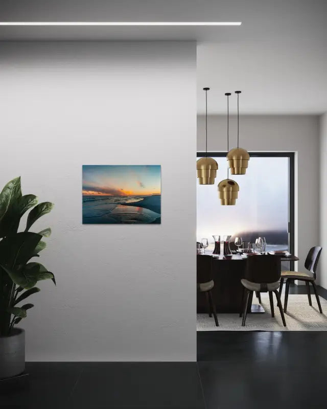 Coastal Serenity Beach Sunset Glass Print for Tranquil Spaces - Scene Printed
