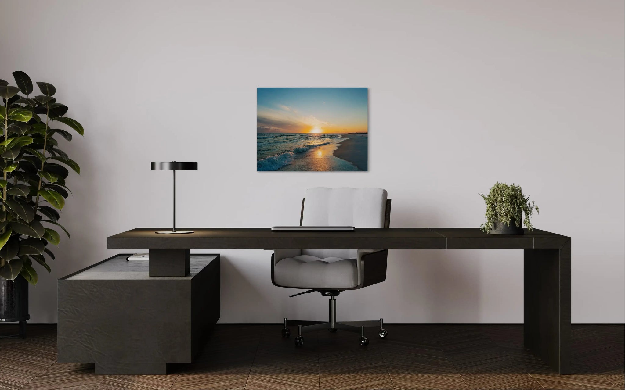 Coastal Sunset on Princess Beach glass print for your office