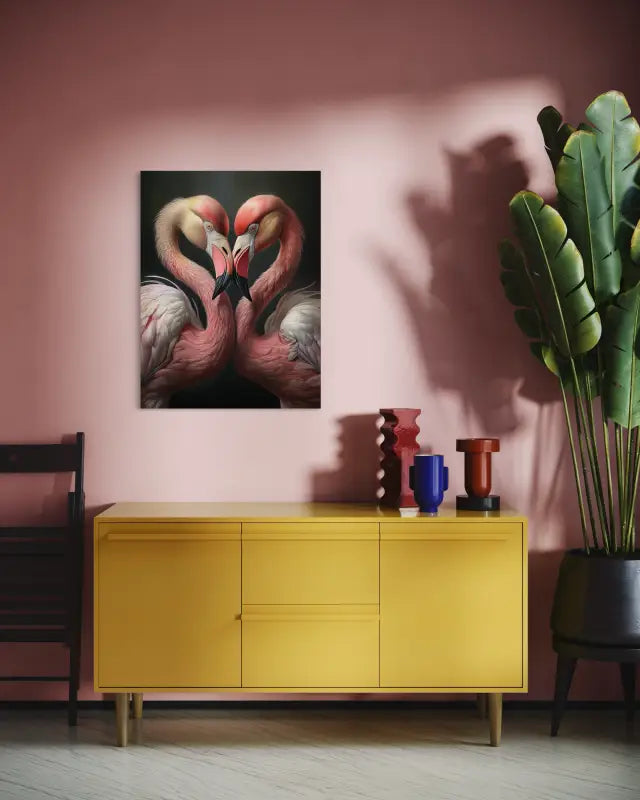 Flamingo Serenity Glass Artwork - Coastal Prints