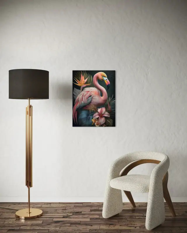 Flamingo with Bird of Paradise Glass Print - Coastal Prints