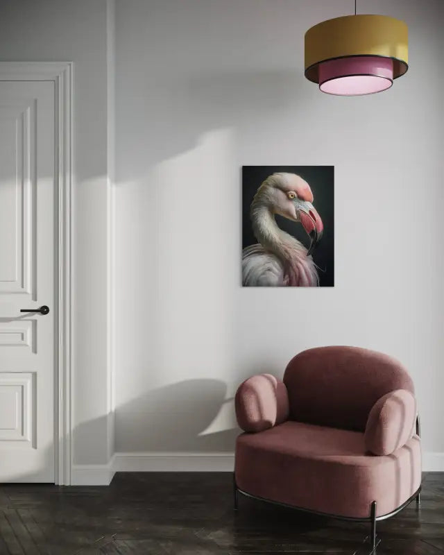 Luxury pink flamingo glass print, coastal wall art, eco-friendly, vibrant colors, made in USA-fun decor