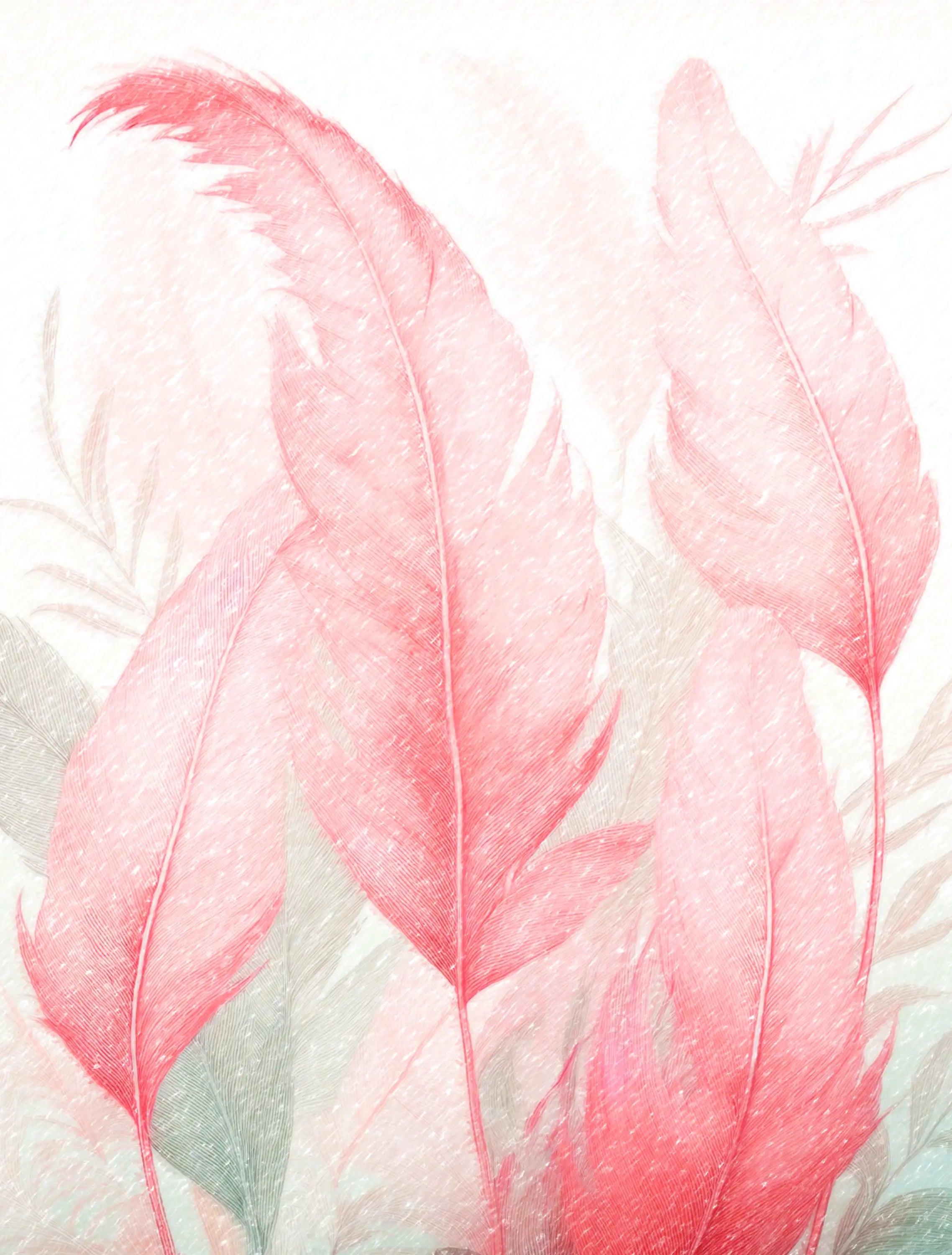 Flamingo Feather Whispers coastal glass wall art — soft pink flamingo feathers inspired by Florida’s coast, elegant modern coastal decor