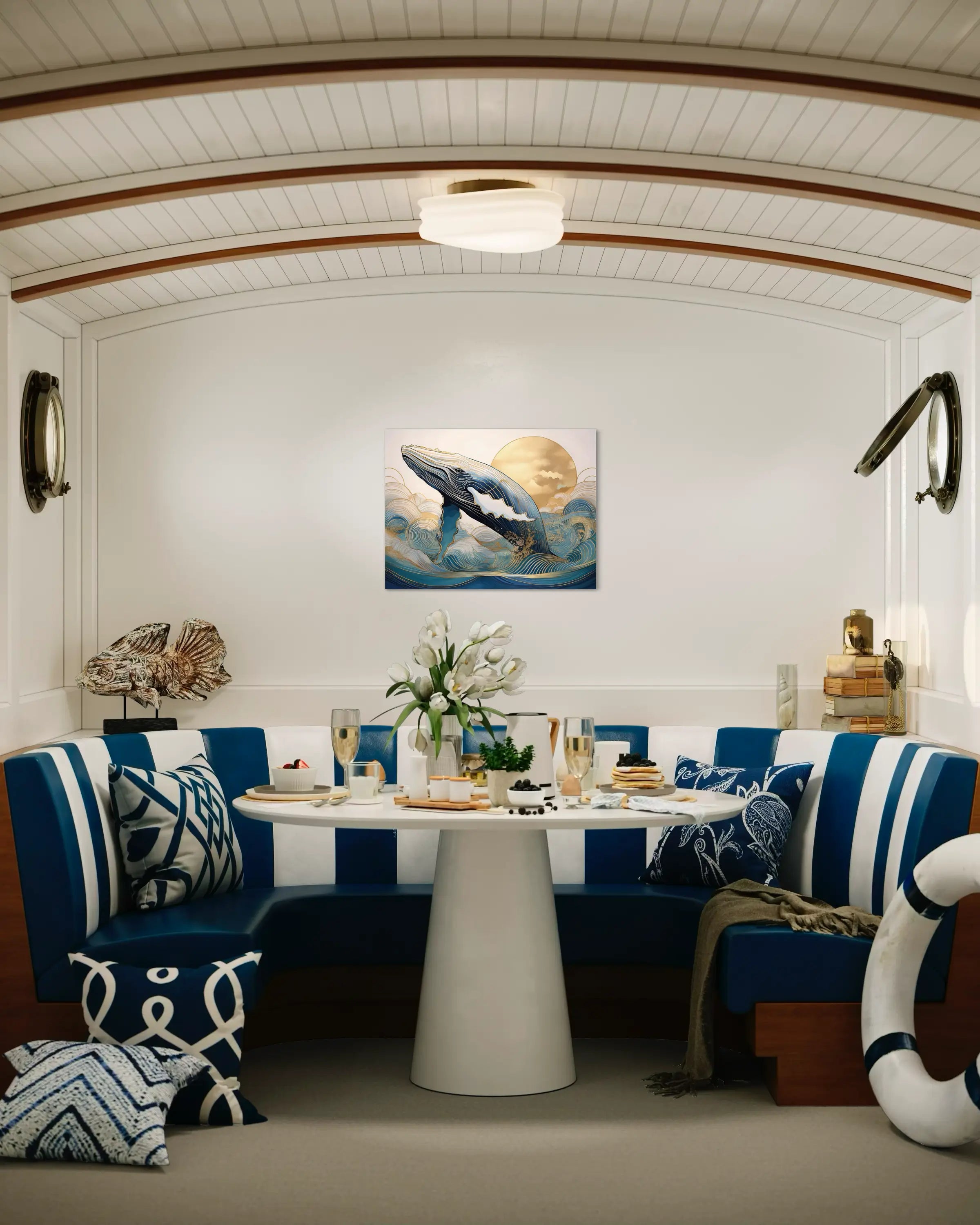 Golden Whale Glass Print – Echoes Coastal Ocean Art