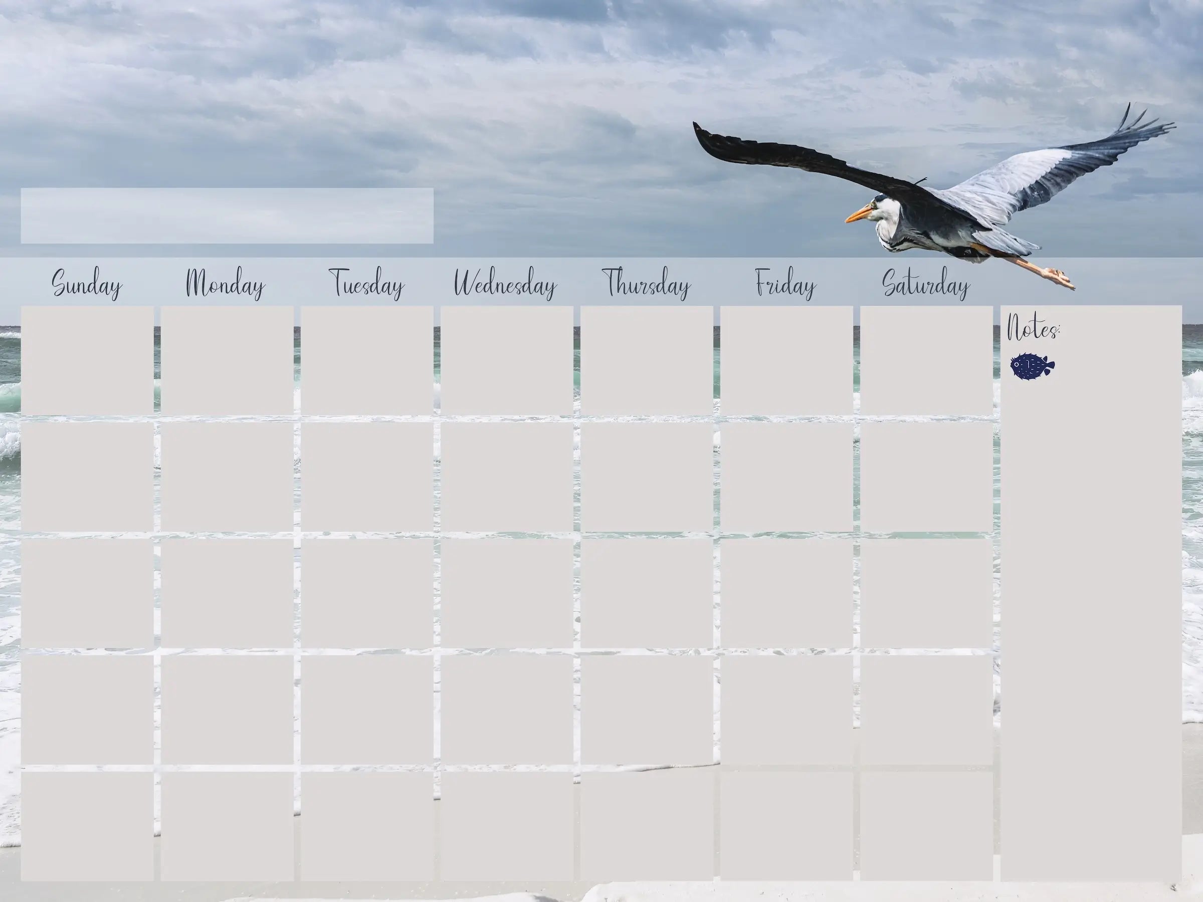 Great Blue Heron Perpetual Glass Calendar