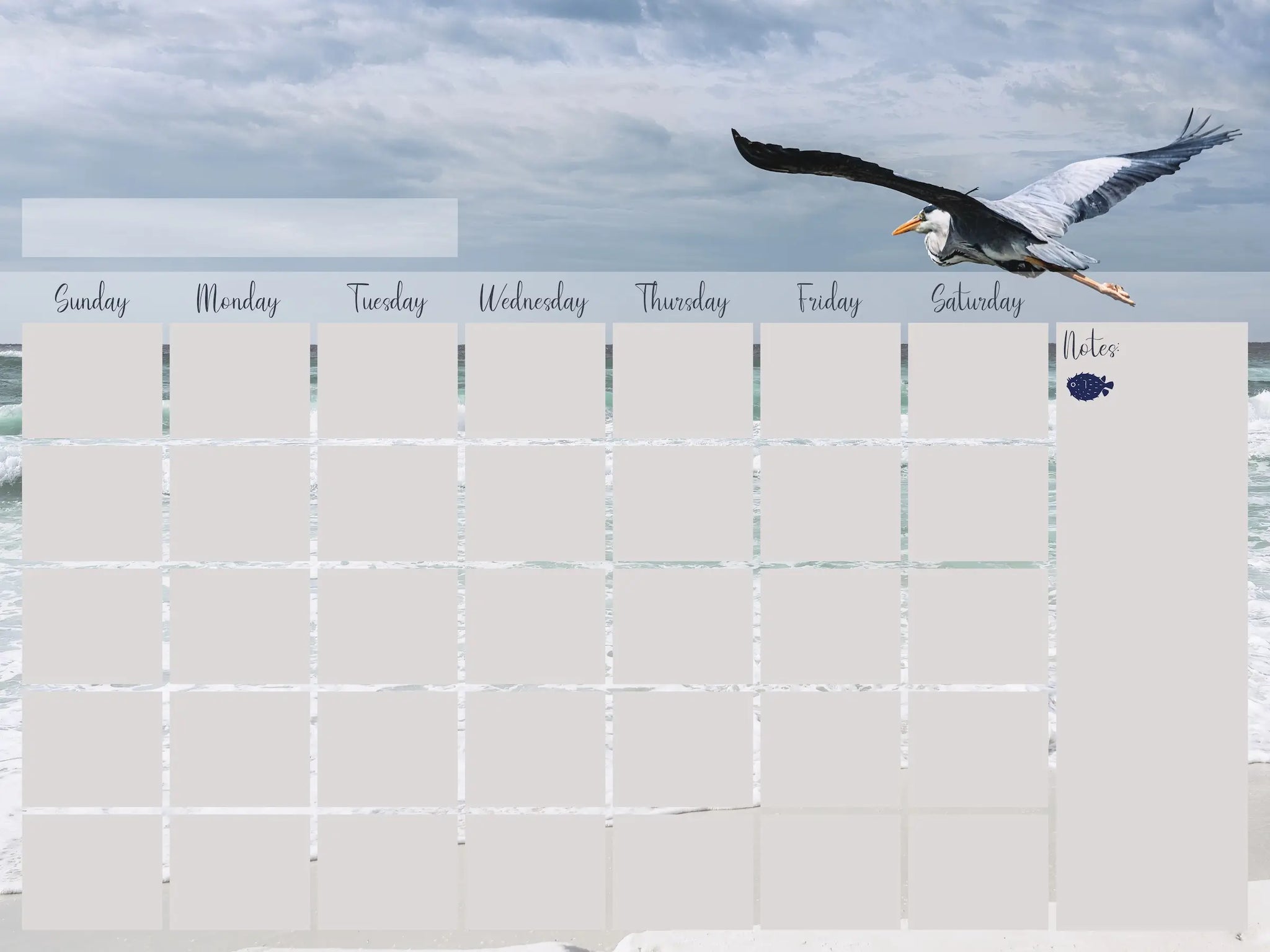 Great Blue Heron Perpetual Glass Calendar