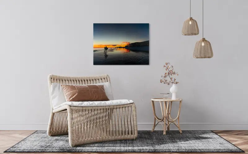 Miramar Sunset Reflections Glass Art - Beach Scene Printed