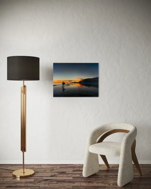 Miramar Sunset Reflections Glass Art - Beach Scene Printed