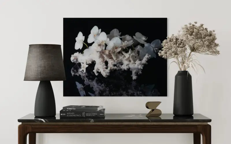 Oceanic Elegance: Coral Stars & Orchids Glass Artwork - Shell Prints