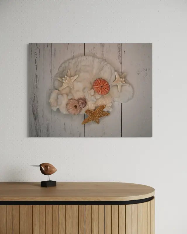 Seaside Serenity: Vintage Coral and Shell Glass Artwork - Coastal Prints