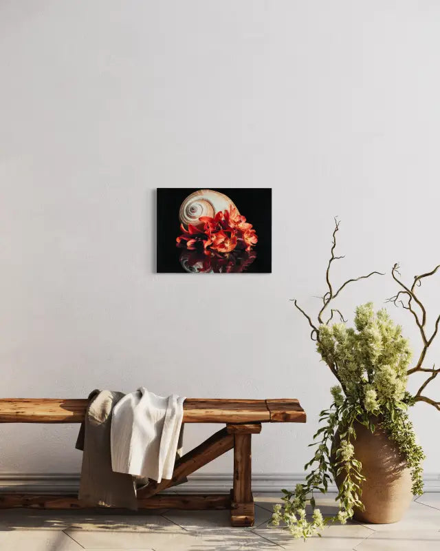Serene Orange Lilies and Coastal Spiral Shell Glass Art Print - Prints