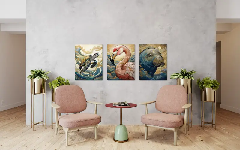Serene Sea Turtle Hokusai Waves Coastal Glass Print by Echoes of the Sea, eco-friendly-waiting room wall gallery