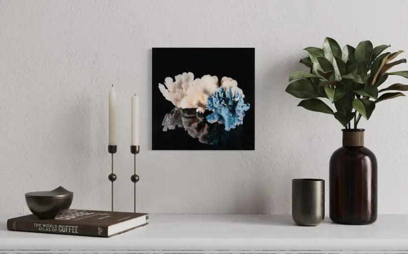 Serenity of the Sea: Coral Glass Art Square - Shell Prints