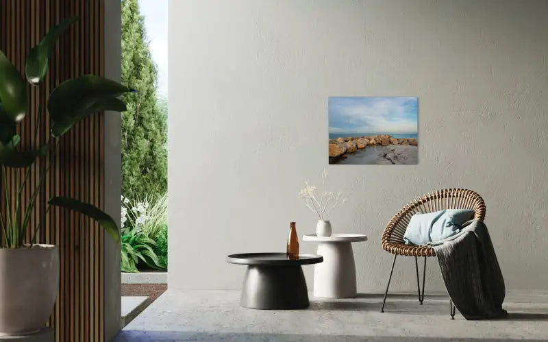St. Pete’s Coastal Serenity Glass Print - Beach Scene Printed