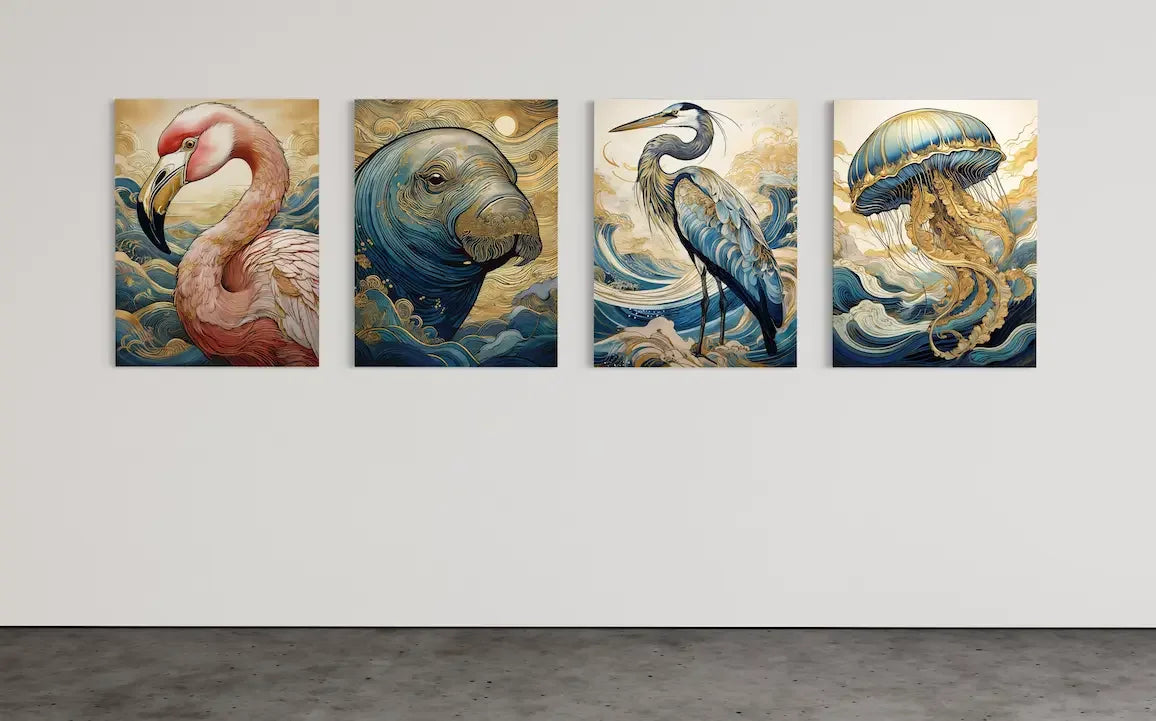 Golden Horizons: Create Your Own 4-Piece Coastal Glass Art Collection