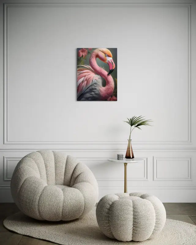 Tropical Paradise Flamingo Glass Print on eco-friendly glass, vibrant for beach house and nursery decor.-sitting area