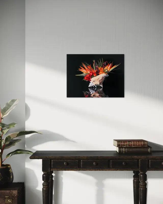 Tropical Oasis Glass Artwork with Vibrant Flowers - Shell Prints