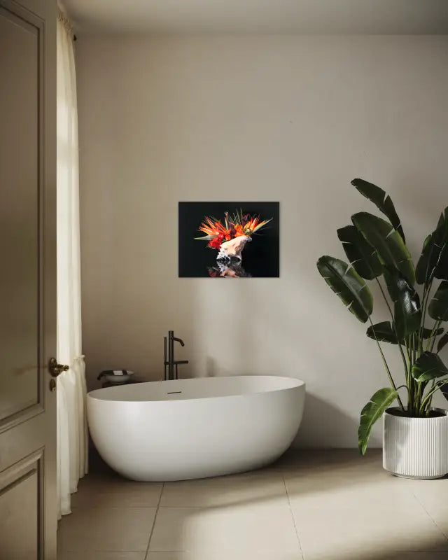Tropical Oasis Glass Artwork with Vibrant Flowers - Shell Prints